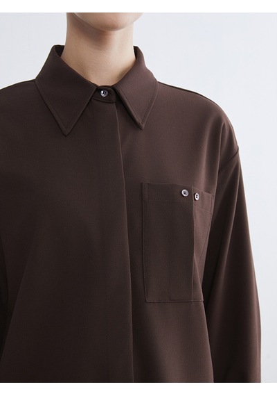 Lcw Modest Kahverengi Loose Fit Kadın Gömlek Tunik