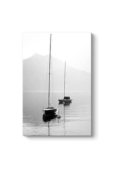 Sakin Denizde Yelkenli Çerçeveli Cam Tablo 60x60 Cm Ca01025