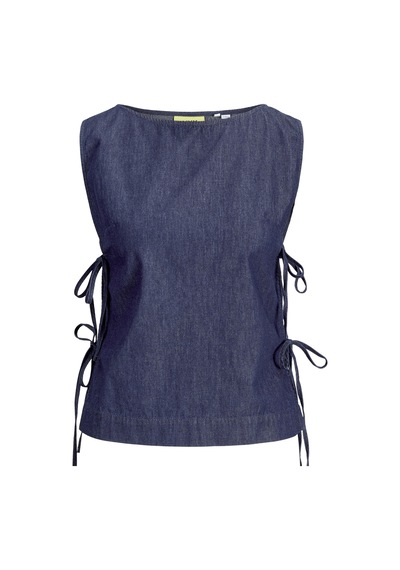 Jack & Jones Kadin Baglama Detayli Kolsuz Üst - Debby - 12287865 Dark Blue Denim