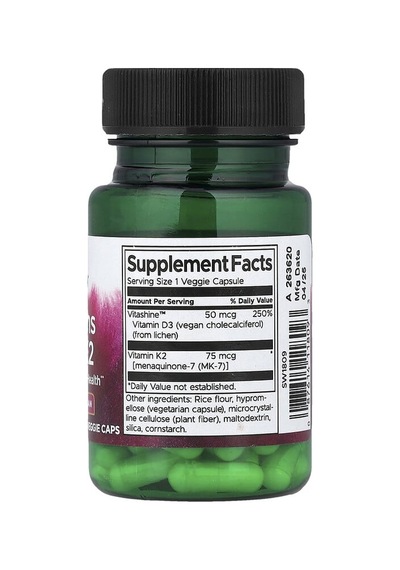Swanson Vitamins, Vitamins D3 & K2, 60 Veg Caps