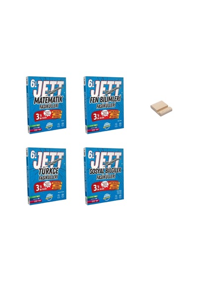 6. Sınıf Jett Matematik Fen Bilimleri Türkçe Ve Sosyal Bilgiler Fasikülleri 4lü Set Ayraç Hediyeli
