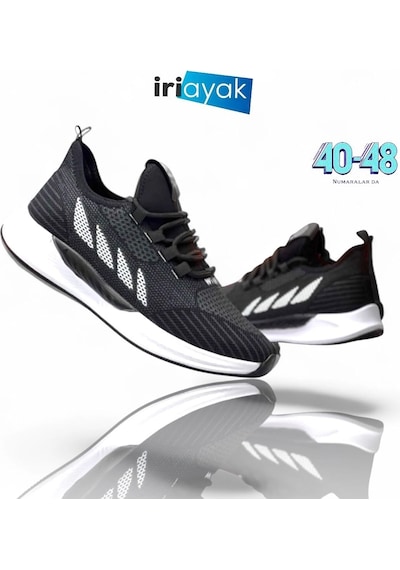 İriayak Büyük Numara 46-48 / Erkek Rahat Kalıp / Erkek Spor Günlük Kullanıma Uygun Siyah - Beyaz
