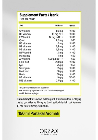 Vm Vitamin Mineral 150ml Portakallı Şurup