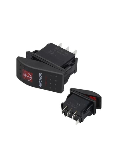 Çapa Irgatı Sembollü Yaylı Işıksız 4 Pinli On-off 12-24v Marin Switch