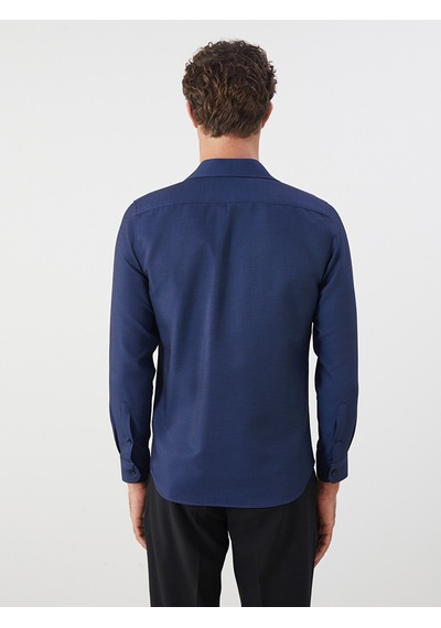 Lcw Busıness Lacivert Slim Fit Uzun Kollu Armürlü Erkek Gömlek