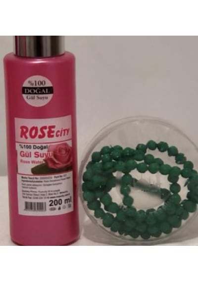 Rose City Doğal Gül Suyu 200 ML + Gül Kokulu Tesbih Yeşil