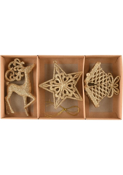 Karaca Home New Year Yeni Yıl  Glitter 3 Parça Ağaç Süsü Seti
