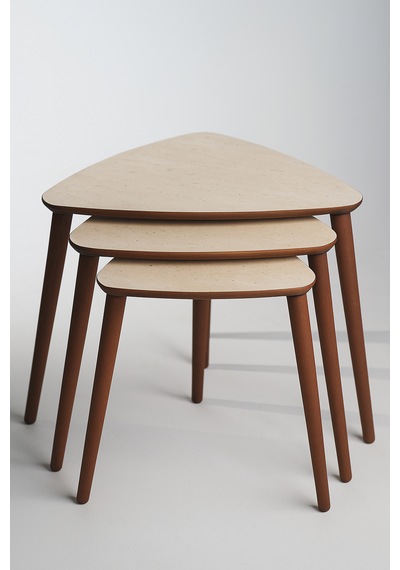 Eg Home Tokyo 3'lü Zigon Sehpa %100 Mdf Traverten