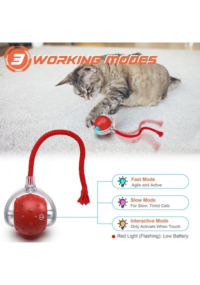 Etkileşimli Kedi Topu Oyuncağı Otomatik Elektrikli & Şarjlı Düzensiz Hareket Eden Akıllı Kedi Oyuncağı Ev Kedileri İçin