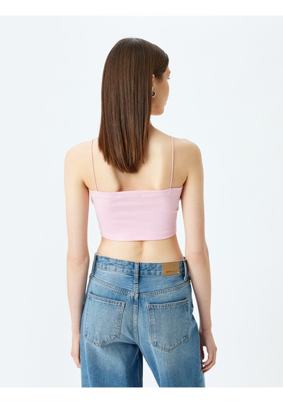 Koton Fitilli İp Askılı Slim Fit Crop Kadın Atlet Pembe 5sal30046ık Gül