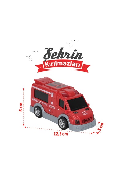 Şehrin Kırılmazları Sürtmeli Oyuncak İtfaiye Aracı 12,5 Cm 3+ Yaş