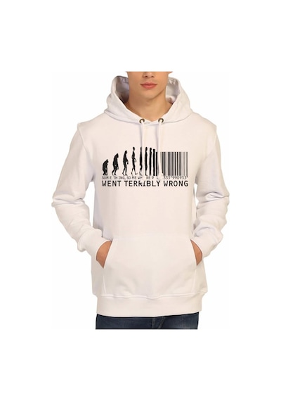 Bant Giyim - Barcode Beyaz Kapşonlu Erkek Sweatshirt Hoodie