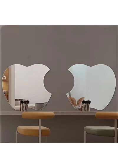 Mey İthalat Apple Tasarım Kırılmayan Pleksi Duvar Aynası - 30x30 Cm Modern Dekoratif Ayna Çok Renkli