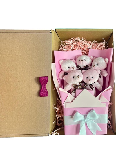 Mezuniyet Hediyesi: Mezun Peluş Ayıcık & Pembe Ayıcık Buketi