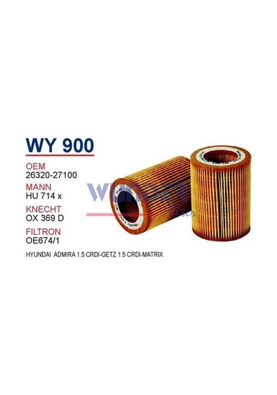 WUNDER WY900 YAĞ FİLTRESİ - HYUNDAi ADMiRA 1.5 CRDI-GETZ 1.5 CRDI