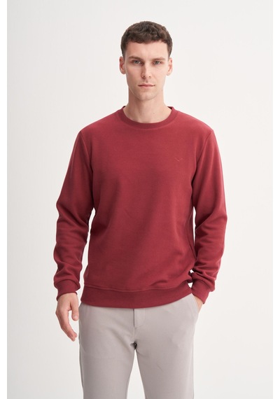 Cazador 56400 Erkek Bisiklet Yaka Sweatshirt Vişne
