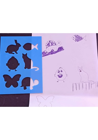 3d Baskı Hayvan Figürleri Çizim Şablonu - Çoklu Desen Kalıbı - Mavi
