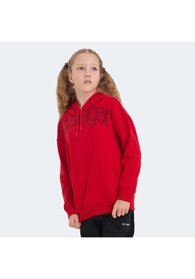 Slazenger LETTO Çocuk Kapüşonlu Cepli Kırmızı Sweatshirt