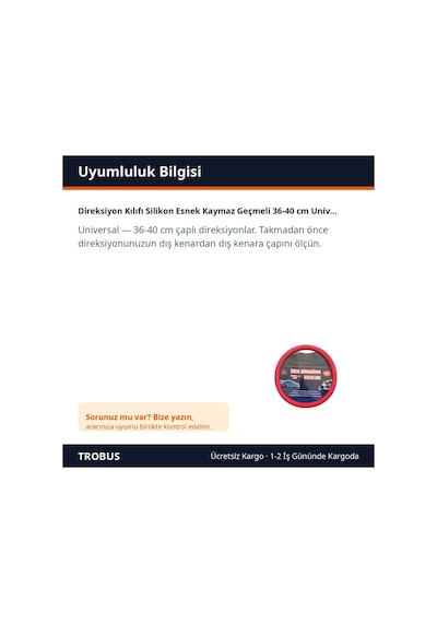 Trobus Honda City 2021 Ve Sonrası Uyumlu Direksiyon Kılıfı Silikon Geçmeli 36-40 Cm Kırmızı