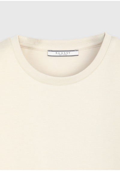 Ramsey Bej Düz Pamuk Karışımlı T-shirt