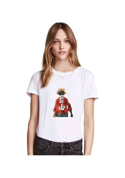 Anime One Piece Donguijote Baskılı Beyaz Kadın Tshirt