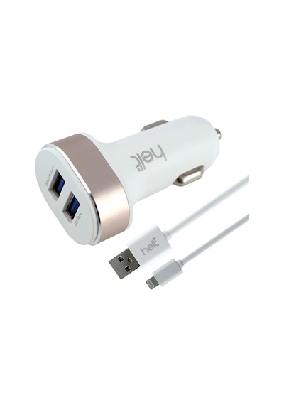Helt Ht-17 5w 2 Çıkışlı Lightning Kablo + Araç Şarj Aleti Beyaz