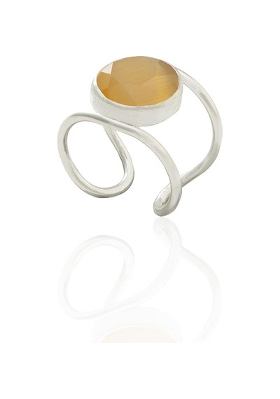Kadir Jewellery 925 Ayar Gümüş Kaplama Zirkon Taşlı Kadın Minimal Yüzük Sarı
