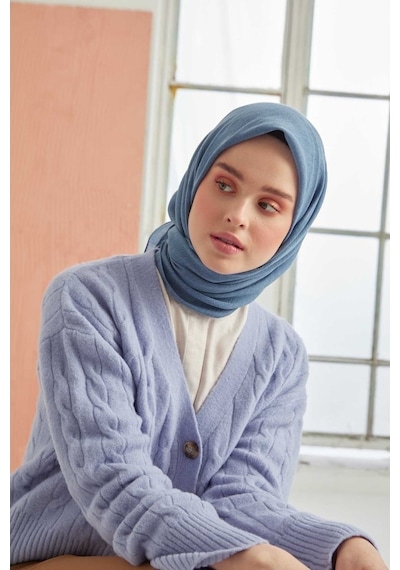 Miray Düz Pamuk Eşarp - Indigo Indigo