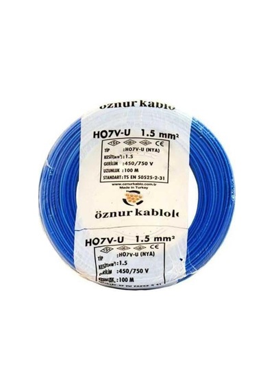 Öznur Kablo 1,5 Mm2 Nya Tek Damar Mavi 100m