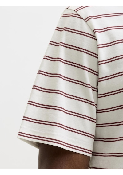 Jack & Jones Erkek Çizgili Nakis Islemeli Tisört - Norrebro - 12291021 Cabernet