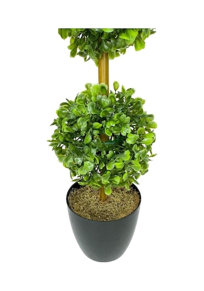 Yapay Ağaç Şimşir Top 2 Toplu 12x40cm Siyah Saksıda