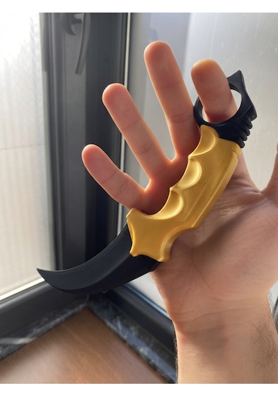 Riva Self 3d Baskı Farklı Renkler Taktiksel Parmak Halkalı Hobi Ve Dekoratif Maket - 16 Cm Siyah-Altın