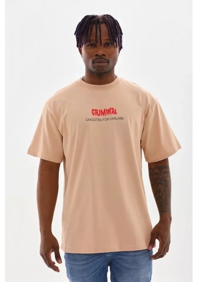 Veraura Lifestyle Unisex Baskılı Oversize T-shirt - Bej