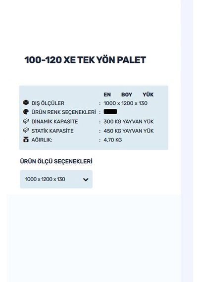 100x120 Tek Yön Plastik Palet - Dayanıklı & Hafif İhracat Paleti