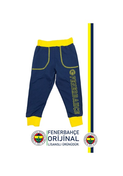 Fenerium Fenerbahçe Lisanslı Sarı Lacivert Detaylı Çocuk Eşofman Alt Lacivert