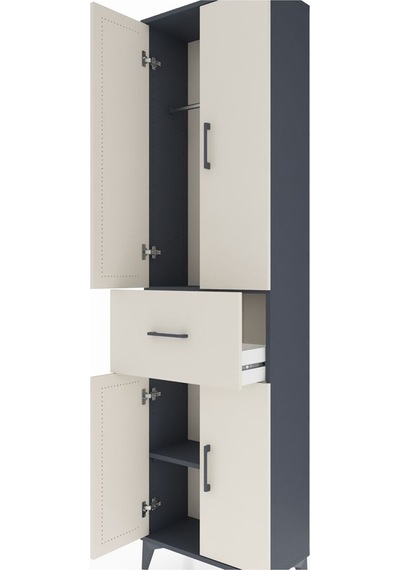 Arges Dolap 2 Raflı Tek Çekmeceli Tek Askılı 60x30x221 Antras... Antrasit