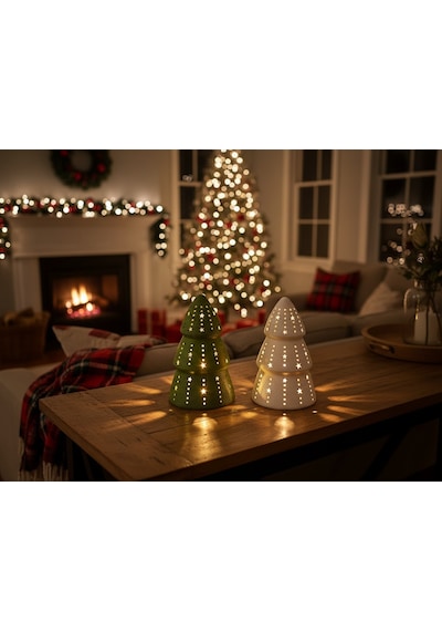 Bezos Çam Ağacı Formlu Tealight Mumluk Yılbaşı Dekoratif Mum Tutucu Bezos1 Çok Renkli