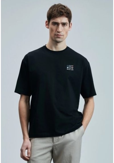 Lufian 111020248 Mask Modern Grafik T- Shirt Erkek Tişort SIYAH