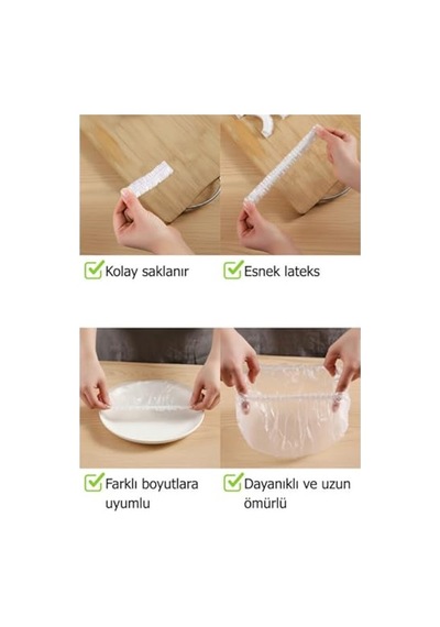 Tabak Bonesi 100 Adet Gıda Temasına Uygun Bpa Free Dayanıklı Lastikli Poşet Tabak Ve Tencereler Için Koruyucu Kapa Diğer