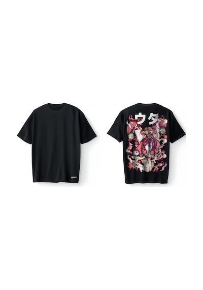 Bumeta Anime Girl Kawaii Streetwear Oversize Unisex Tişört T-shirt Siyah