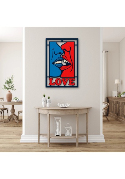 Pop Art Öpücük Love Metal Tablo 84x125 Cm Çok Renkli