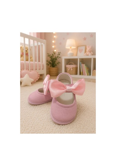 My Baby Kumsal % 100 Deri Bebe Babet Ayakkabı Taban Ve İç Astar Tamamen Deriden Üretilmiştir. Pembe Fiyonk Pembe Fiyonk