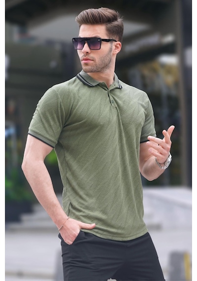 Madmext Haki Yeşil Polo Yaka Regular Fit Erkek T-shirt 6110-haki Yeşili Haki Yeşili