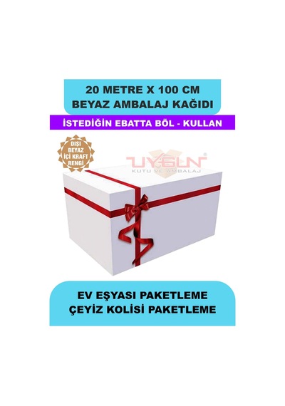 100 Cm X 20 Metre Bobin Beyaz Ambalaj Kağıdı Çift Yönlü, Ev Eşyası, Çeyiz, Hediye, Ürün Paketleme 20 Adet