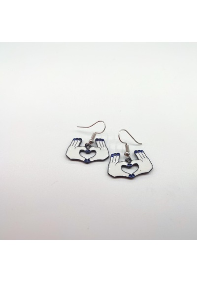 Tedz Collection Lacivert Kalp Eller Pin Küpe Çok Renkli