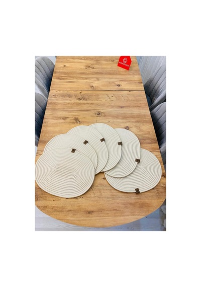 Jüt Hasır Amerikan Servis Oval Supla 6 Lı Krem Krem