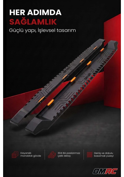 Isuzu D-max 2005-2012 Uyumlu Araca Özel Dakar Led V1 Yan Basamak Siyah