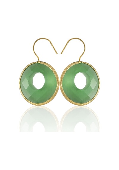 Kadir Jewellery 22 Ayar Altın Kaplama Kadın Taşlı Küpe -el İşçiliği Ve Hipoalerjenik Küpe Yeşil 41944137