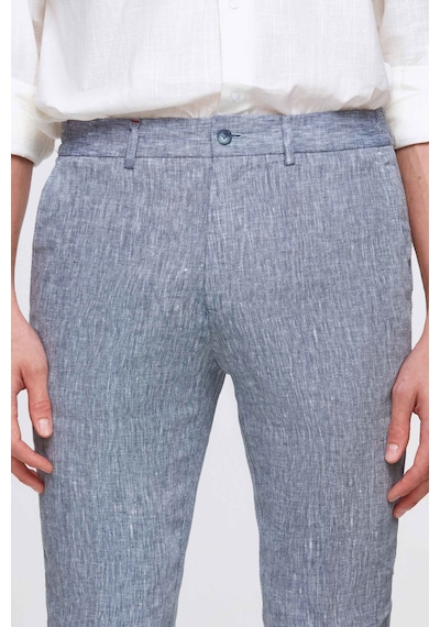 D's Damat Ds Damat Slim Fit Lacivert Düz %100 Keten Jogger Pantolon 4hc03s2063230 101