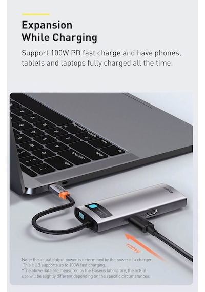 Baseus Metal Gleam 5in1 Multifonksiyonel Type-C Hub Dock Station